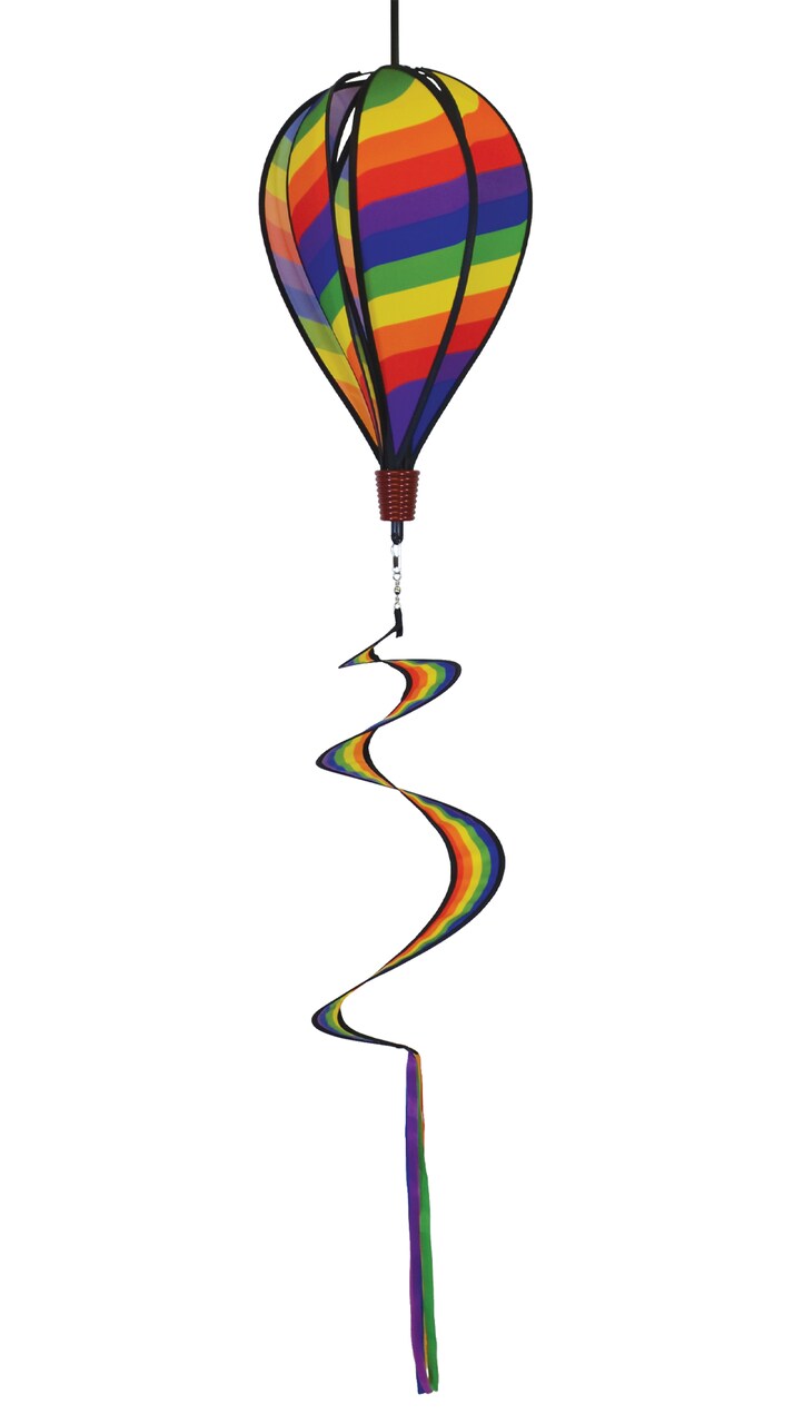 In the Breeze 0980 - Rainbow Swirl Hot Air Balloon Spinner - Outdoor Hanging Decoration